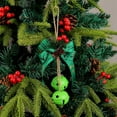 thumbnail image 5 of Lilgiuy Christmas Bell Hanging Ornaments 9.84" Large Rustic Metal Bell Decoration Xmas Hanging Decorative Bell with Bow and Pine Cone for Christmas Wreath Tree Door Decor (Green), 5 of 5