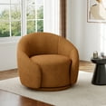 thumbnail image 6 of UIXE Swivel Accent Chair Boucle Barrel Chair Upholstered Arm Chair for Living Room, Modern Round Club Chair with Turntable Base, Red Brown, 6 of 7