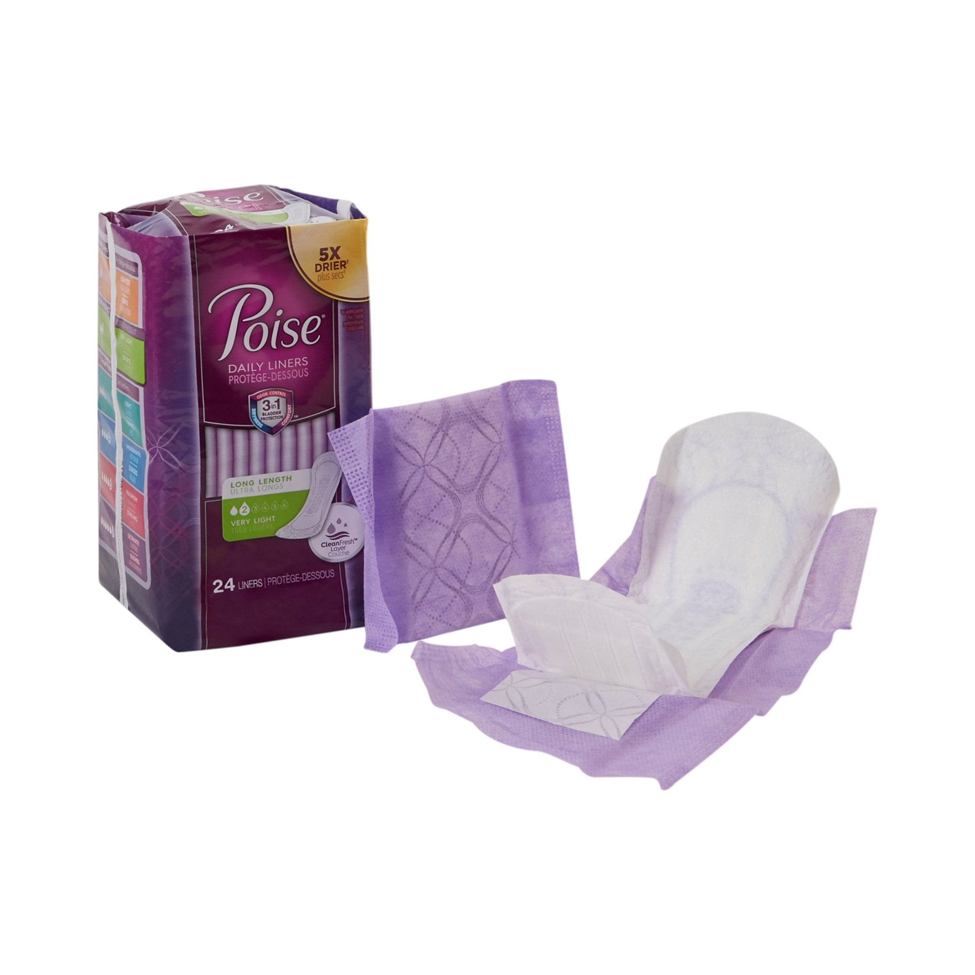 Poise Ultra Thin Daily Liner Pads, Light Absorbency, One