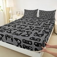 thumbnail image 3 of jejeloiu Gamer Gaming Bed Sheets,Modern Video Game King Sheets,Black Console Sheet Set For Boys,Microfiber Bedroom Decor,4 Pieces, 3 of 7