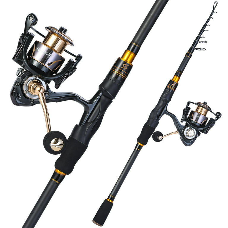 Sougayilang Telescopic Fishing Rod and Spinning Fishing Reel Combo with  Free Graphite Spool