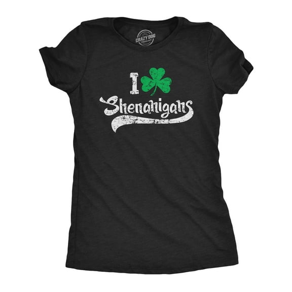Womens I Clover Shenanigans T Shirt Funny Green Clover St Saint Patricks Day Tee Womens Graphic Tees