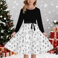 thumbnail image 2 of oqasdz Robes pour Filles Robe de Fête Imprimée avec Lacets devant Manches Longues et Dos Élastique Fermeture Éclair pour Fête de Vacances, 2 of 5