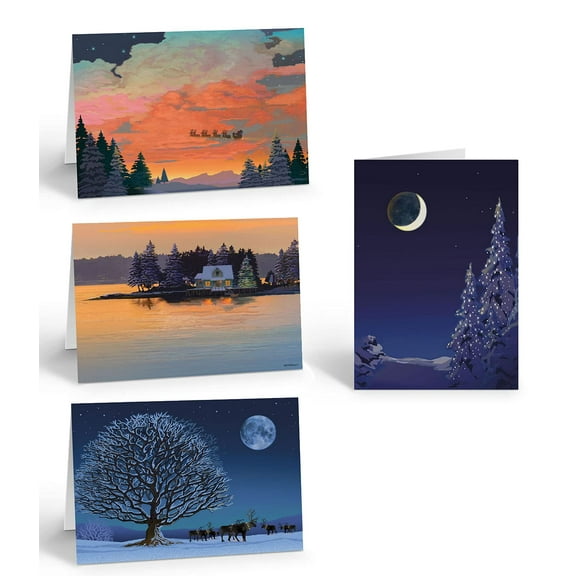 Christmas Card Assorted Box - 4 Designs, 4 Cards Per Design - 16 Xmas Cards-109