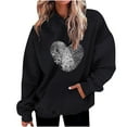 thumbnail image 1 of Plebaso Sweat-Shirts à Capuche pour Femmes, Cordon de Serrage, Cœur, Imprimé, Manches Longues, Décontracté, 1 of 5