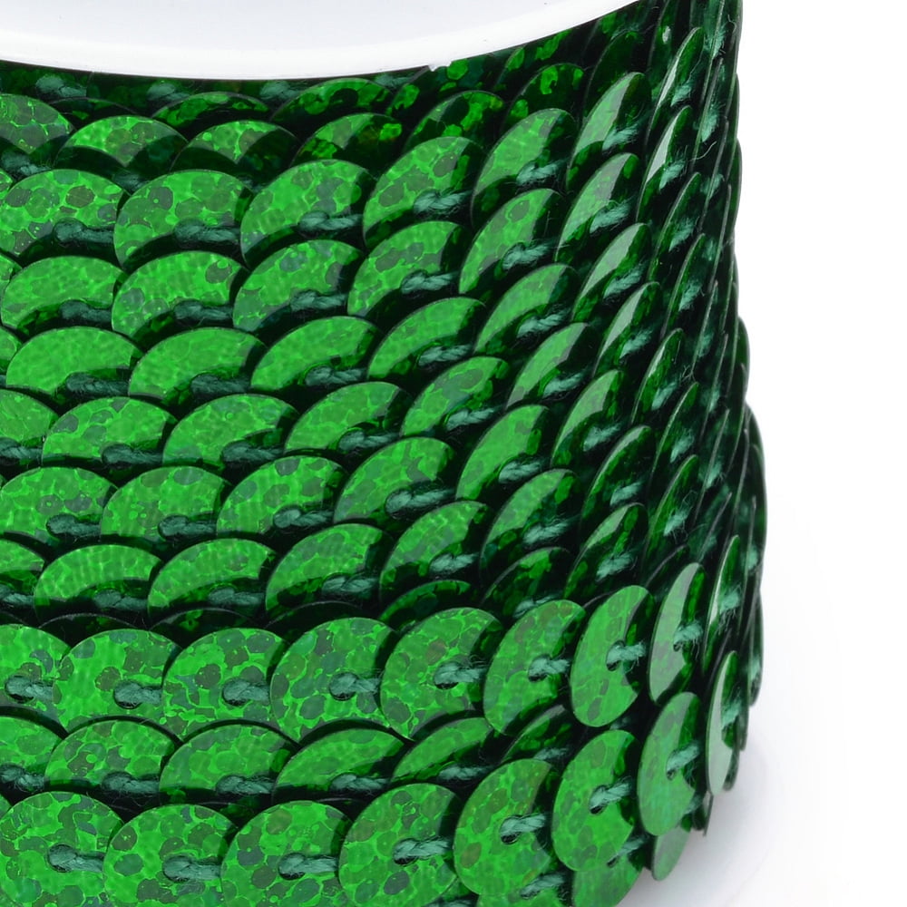 25rolls Eco-Friendly Plastic Paillette Beads Sequins Beads Ornament Accessories Flat Round Green 6mm 5m/roll