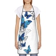 thumbnail image 2 of Naloa 1Pack Adjustable Bib Apron Waterdrop Resistant Cooking Kitchen Aprons for Women Men Chef, Blue Flying Butterflies Print, 2 of 5