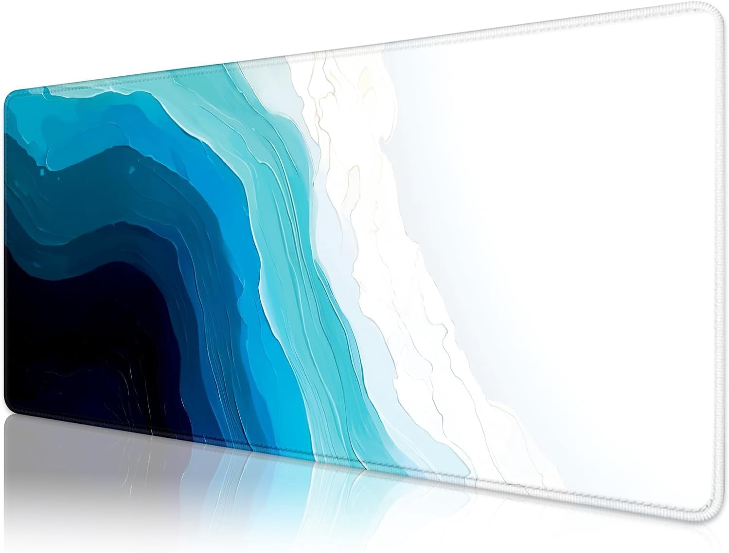 Gaming Mouse Pad for Desk,Large Mousepad Laptop, Sea Beach Ocean Waves Mouse Mat,Long XXL Waterproof Keyboard Pads,Big Non-Slip Mousepads for Game Office Home（31.5 x 11.9 in）