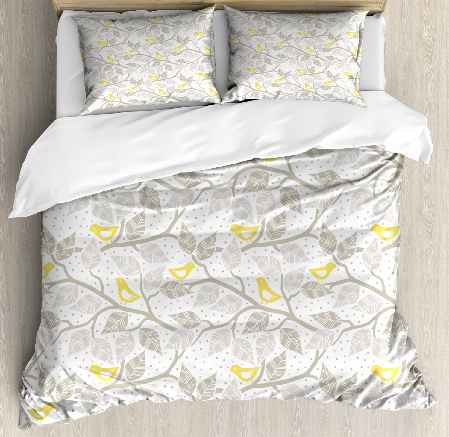 Grey And Yellow Duvet Cover Set Abstract Tree Branches With