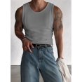 thumbnail image 5 of Men'S Ribbed Knit Form-Fitting Workout Wide Shoulder Tank Top Light Gray M, 5 of 7