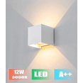 thumbnail image 4 of Modern 12W LED-vägglampa/utomhusvägglampa, vattentät justerbar strålvinkel, aluminiumlegeringshölje, vit-3000K, 4 of 5