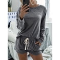 thumbnail image 5 of Women'S Two-Piece Sports Shorts Suit, Oversized Casual Suit, Sportswear, Autumn Clothing  Grey L, 5 of 8
