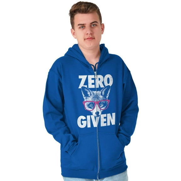Zero Fox Given Cute Sarcastic Humor Zip Up Hoodie Men's Women's Brisco Brands X