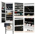 thumbnail image 6 of Zimtown Mirrored Jewelry Cabinet, 8 LEDs Jewelry Armoire Storage Organizer with 4 Wheels, Coat Rack Shelf, White, 6 of 11