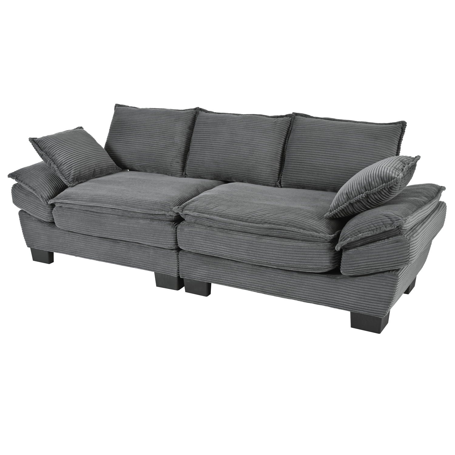 Harper & Bright Designs Corduroy Loveseat Couch for Small Spaces, Modern 2 Seater Curved Sofa with 2 Decorative Throw Pillows for Living Room Apartment, Gray