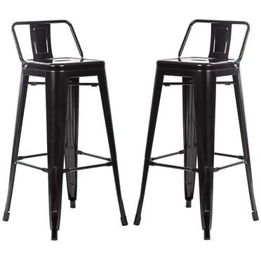 HXYHJ Metal Bar Stool 2 Piece Set Height Adjustable 30 Inch Foldable, Black