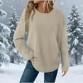 thumbnail image 6 of Winter Clothing for Women Fashion Solid Blouses Long Sleeve Round Neck Casual Fall Trendy Knit Top Clothing Casual Fall Fashion Tops Loose Fit Lightweight Girls Outfits Clothes, 6 of 9