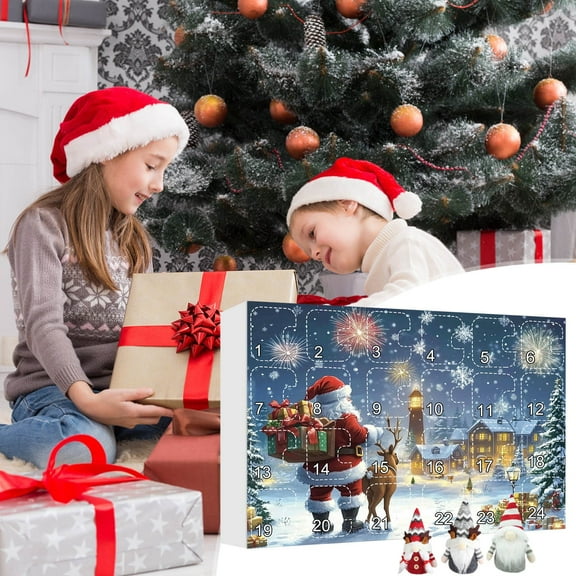 2025 Christmas Advent Calendar with Collectible Gnome Dolls, 3 Gnome Figurines & 21 Random Accessories, 24-Days Holiday Countdown Calendar, Fun Christmas Gifts for Both Adults, 24pcs, Color