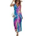 thumbnail image 2 of Maxi Dress Watercolor Tie Dye Dress Psychedelic Sexy V Neck Design Boho Beach Long Dresses Street Wear Big Size Vestido, 2 of 7