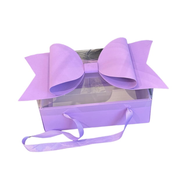Caja vacía de San Valentín con tapa transparente, papel impreso, para envolver regalos y dulces. Violeta