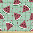 thumbnail image 2 of Ambesonne Fruit Fabric by the Yard Upholstery, Pop Art Watermelon Slices, 1 Yard, Almond Green Dark Coral, 2 of 5