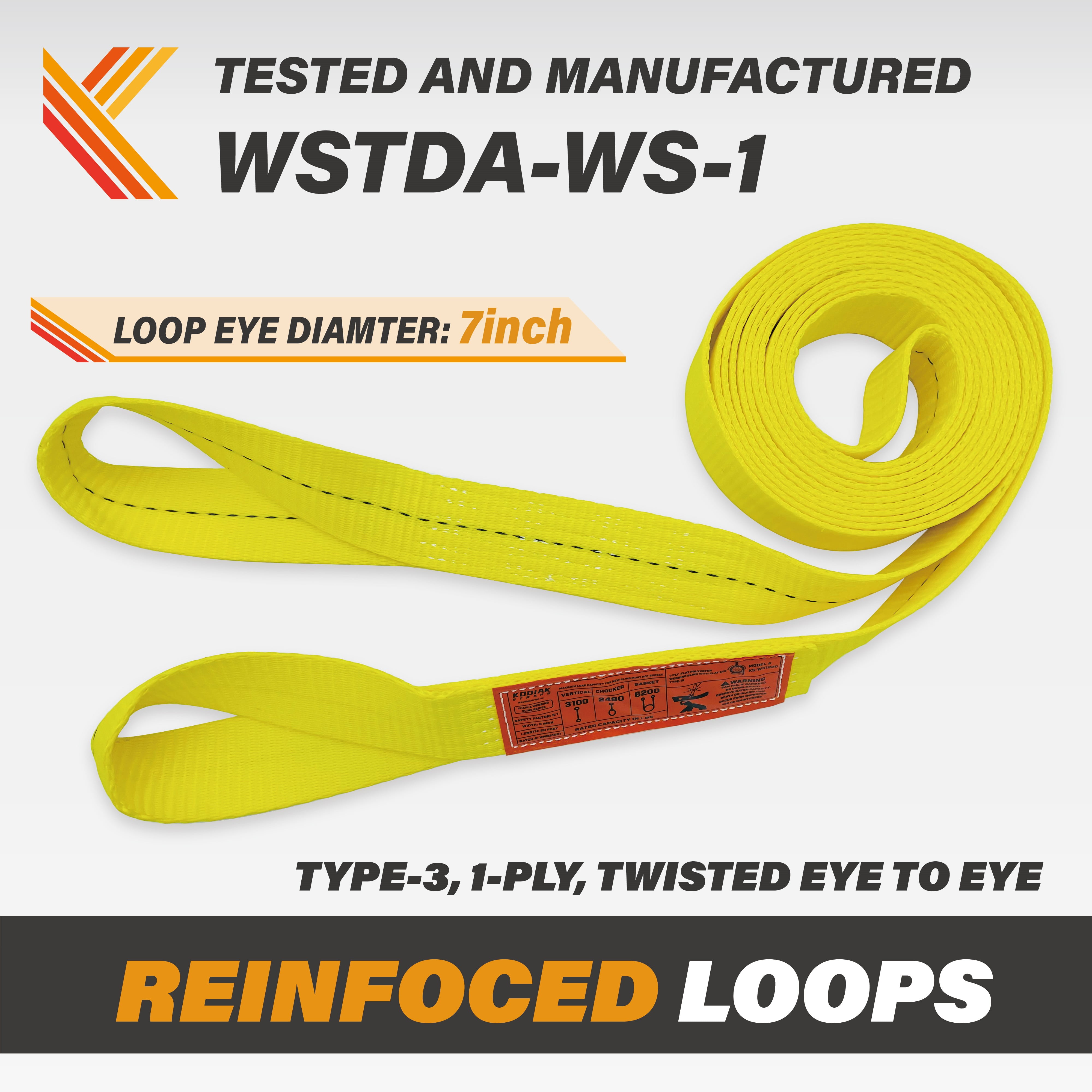 1-Ply Webbing Sling 2”x 8ft Lifting Straps 2Pack Heavy Duty Web Strap Rigging Moving Towing Hoisting Gear KODIAK STRAPS