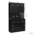 thumbnail image 3 of Tcbosik 70.87" Tall Wardrobe Kitchen Cabinet Sideboard Storage Buffet Cabinet High Gloss for Living Room, Modern Unit Cupboard Buffet Wooden Storage Display Cabinet with 6 Doors for Hallway（Black）, 3 of 9