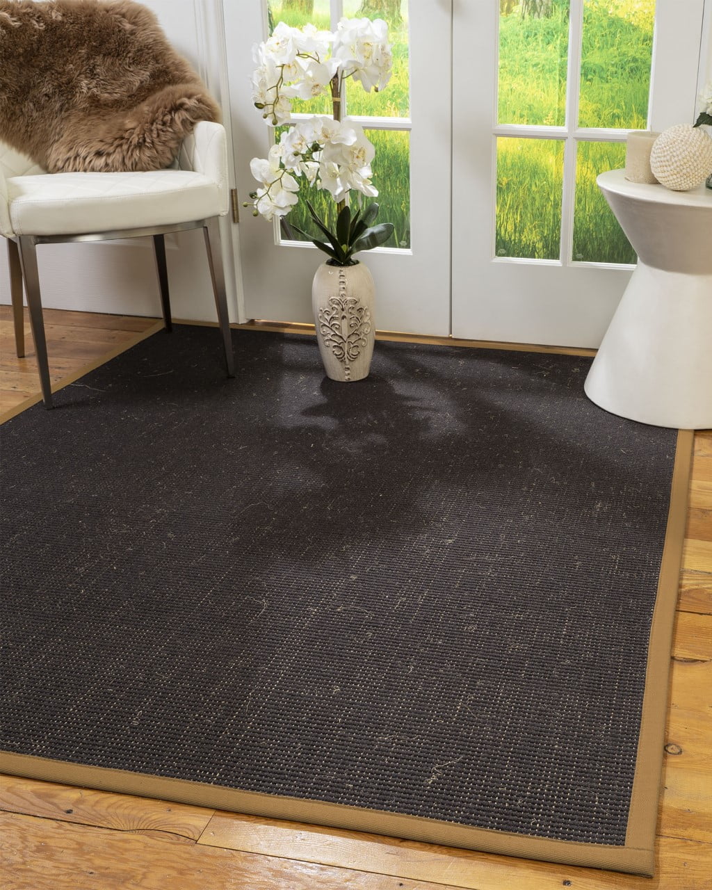 Natural Area Rugs Vida Custom Wool Sisal Rug, 6' x 9', Oval Doe Border