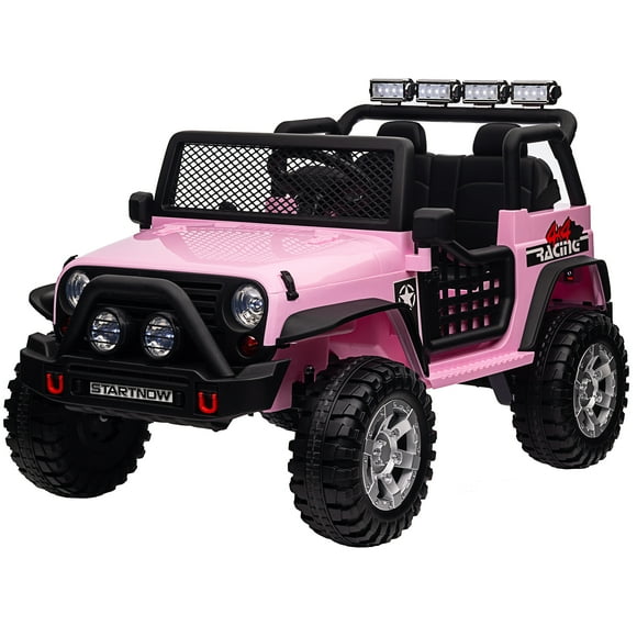 Joyracer 24V Kids Ride on Truck Car with Remote Control & 2 Seater, 2*200W Motor, 9 AH Battery Powered Toy Car w/ Spring Suspension, 4 Large Wheels, 3 Speeds, LED Lights, Bluetooth Music, Pink