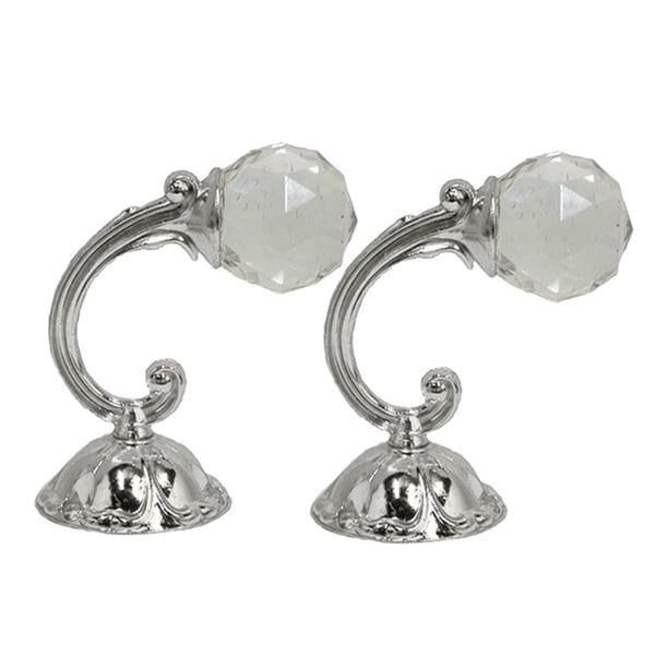 2 piezas de ganchos de sujeción de cortina de cristal, gancho decorativo para cortina Plata Zulema Ganchos de cortina