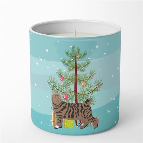 Carolines Treasures CK4686CDL 3.75 x 3.25 in. Unisex Pixie Bob No.3 Cat Merry Christmas 10 oz Decorative Soy Candle
