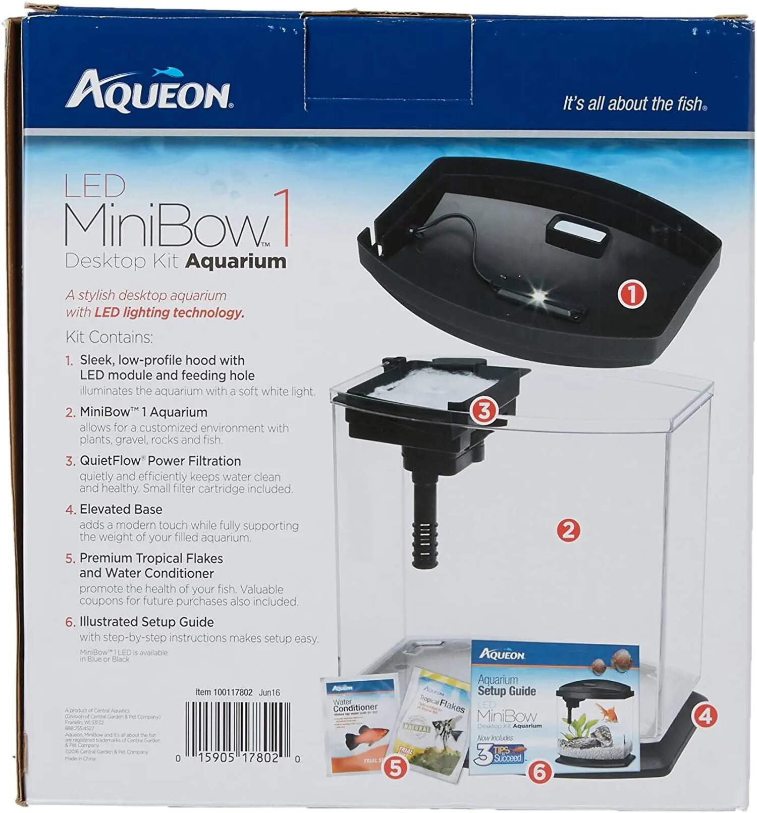 Aqueon LED MiniBow 1 SmartClean Aquarium Kit Black
