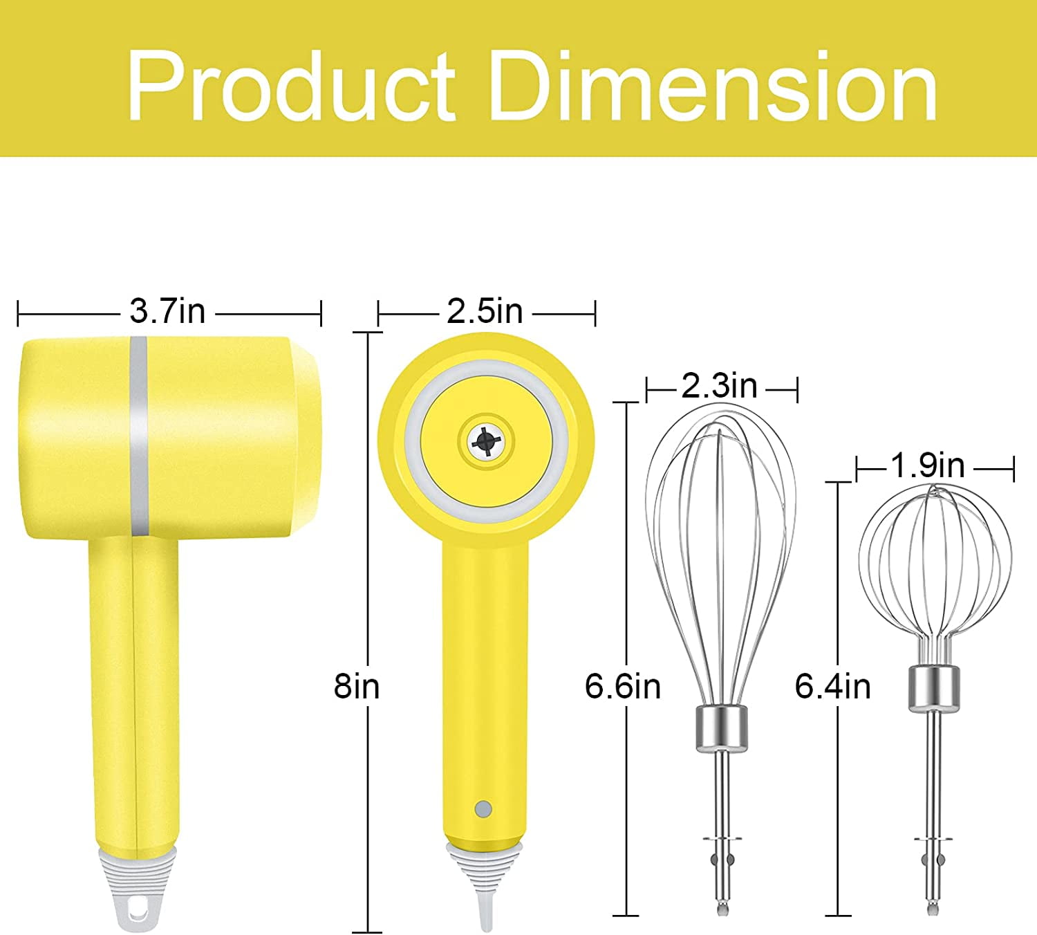 KWELLK Mini Wireless Hand Mixer, 20W Ultra Power Cordless Portable Kitchen Mixer Handheld Mixer With 3 Speed + 3 Stainless Steel Accessories Food Mixer for whisking egg , Cream, Cake