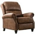 thumbnail image 5 of Bonzy Home Pushback Recliner Chair Leather Recliner Chair Push Back Armchair - Studded Accent Sofa for Living Room 350lbs Capacity,Brown, 5 of 9