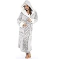 thumbnail image 3 of 2023 Fleece Bathrobe Women Soft Dressing Gown Hooded Fluffy Towling Bath Robe-1, 3 of 5