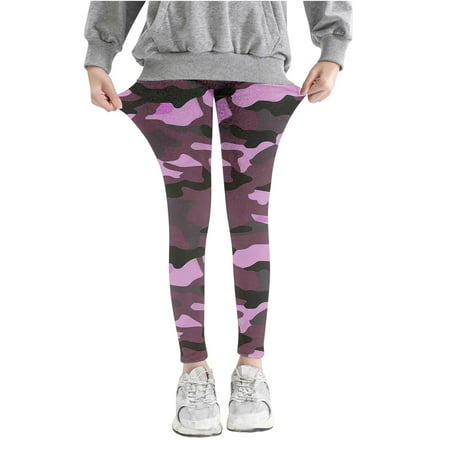 

Baby Boy Joggers Girls Camouflage Printed Pants High Waist Stretchy Soft Tights Kids Summer Leggings for School Wearing New Full Length Pants Purples 7T