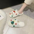thumbnail image 4 of Anuirheih Slip on Sandals Women,Santa Claus Women's Fuzzy Slippers Plush Sandals Cozy Furry Slides Soft Warm House Shoes Christmas(White), 4 of 4