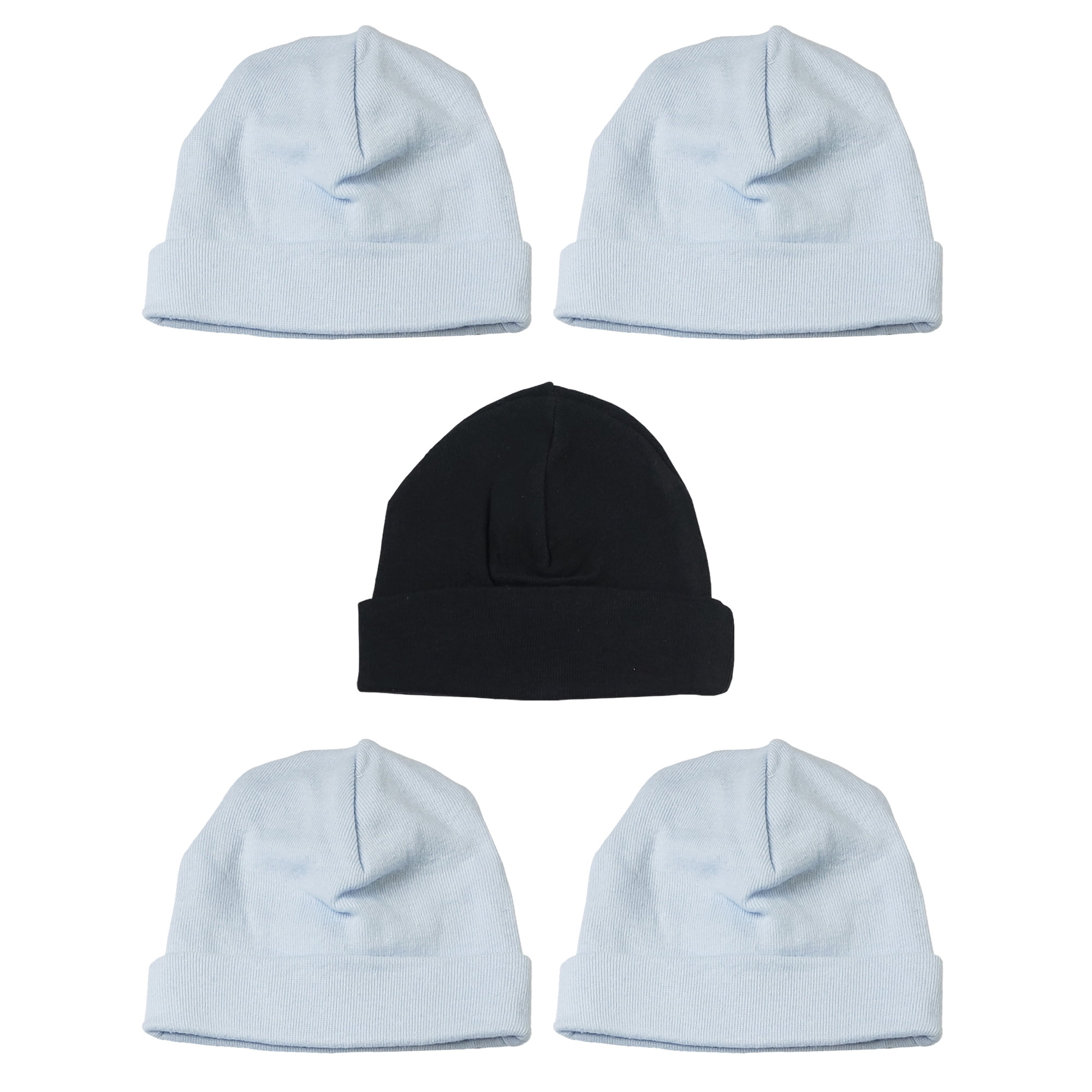 Set of 5 Blue and Black Solid Assorted Cotton Baby Boy Beanie Caps 8