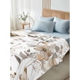 thumbnail image 4 of Brown Grey Floral Spring Queen Size Flat Sheet, Wrinkleproof & Fadeproof Cooling Flat Bed Sheet Only, Watercolor Botanical Butterfly Breathable Soft Bedding Top Sheets 90 x 102 Inches, 4 of 8
