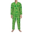 thumbnail image 3 of Sikiie St Patrick's Day Mens Pajama Set, Soft Warm Long Sleeve Sleepwear, Cozy Button-Down Pjs for Men-Large, 3 of 7