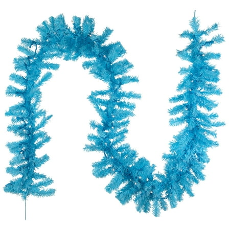 Northlight Pre-Lit Artificial Pine Christmas Garland - 9' - Sky Blue - Clear Lights