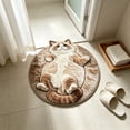 thumbnail image 4 of Linnome Cats Patterns Round Flock Floor Mat, Fuzzy 2D Print Door Rug, Soft Non-Slip Bathroom Entryway Carpet, Washable Indoor Home Decor Accent, Playful Animal Theme Area Rug for Pets, 15.74 Inch, 4 of 6