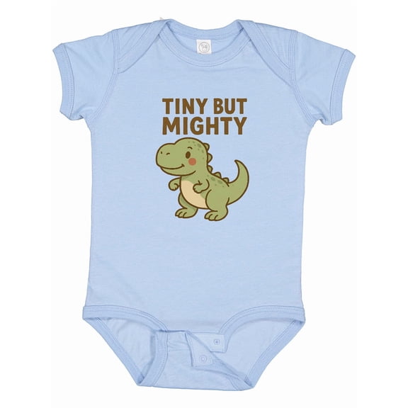 Inktastic Tiny but Mighty Dinosaur Cartoon Design Boys or Girls Baby Bodysuit
