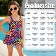 thumbnail image 6 of Uorisanigo Kids One Piece Swimsuit Girls Size 3-4 Polyester and Spandex Swimwear for Kids Girls Bathing Suit Skirted Beach Vacation, Rainbow Leopard, 6 of 6