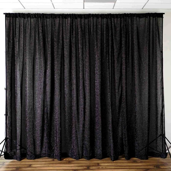 BalsaCircle Black 20 feet x 10 feet Metallic Spandex Backdrop Curtain Wedding Photobooth Party Decorations