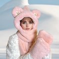 thumbnail image 7 of Winter Hat Scarf Gloves Set, 3 in 1 Womens Hat Scarf and Gloves Set Winter Cute Soft Plush Thick Warm Hats for Unisex Adult, 7 of 7