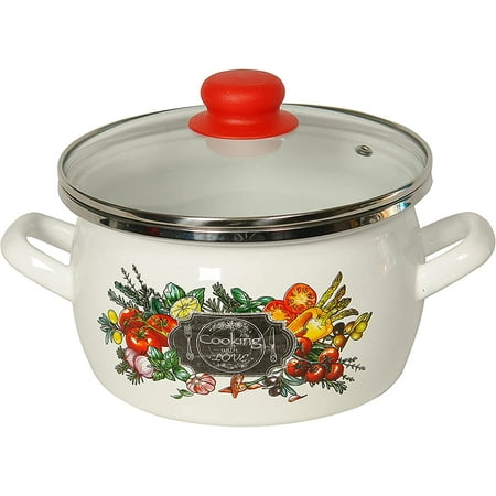 

Omelia ES2450112-OG 5L Oregano Cooking Pot with a Glass Lid Mid-Sized Enameled Cooking Pot with Illustration