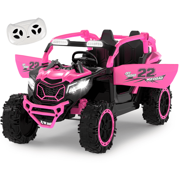 Xuanlur 24V Ride on Toys for Big Kids, 2 Seater Electric Car w/Parents Remote Control, 4 Wheel Suspension, Max 8MPH, Slow Start, 2X200W Motors, Bluetooth, Music, LED, Ride on UTV for Ages 3-6, Pink