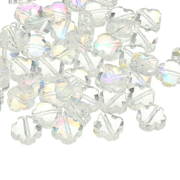 Glass Beads, 100 Pcs 8mm Shamrock Charm Transparent Crystal Glass Beads Clear Jewelry Making Supplies for Bracelets DIY Crafts, Mixed