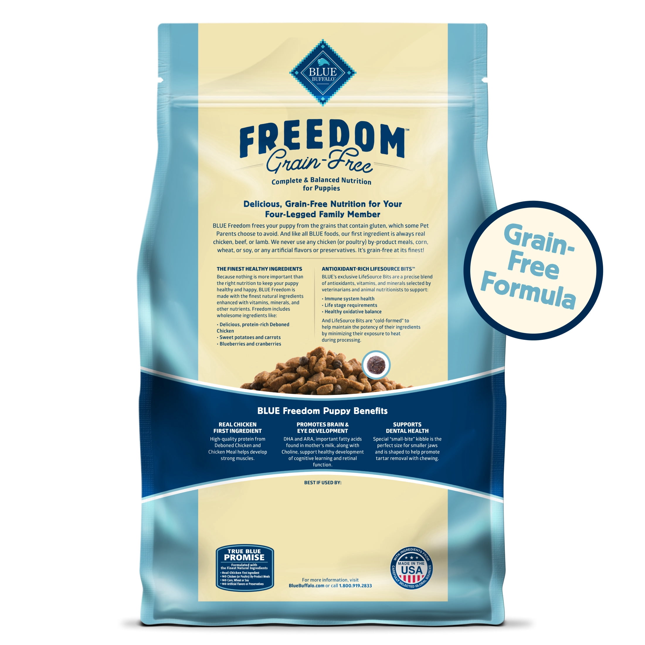 Blue Buffalo Freedom Grain-Free Puppy Dry Dog Food with DHA, Chicken & Potatoes, 11-lb. Bag